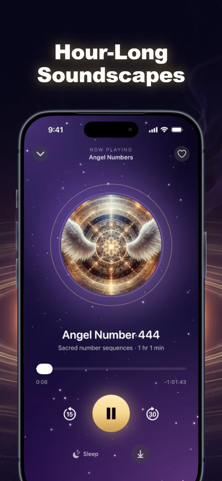 Angel Numbers browse view in the Quiet Current app