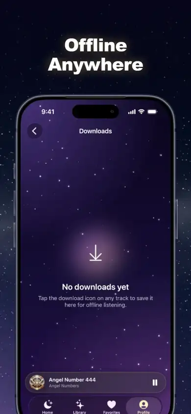 Now-playing screen for a Quiet Current soundscape with playback controls