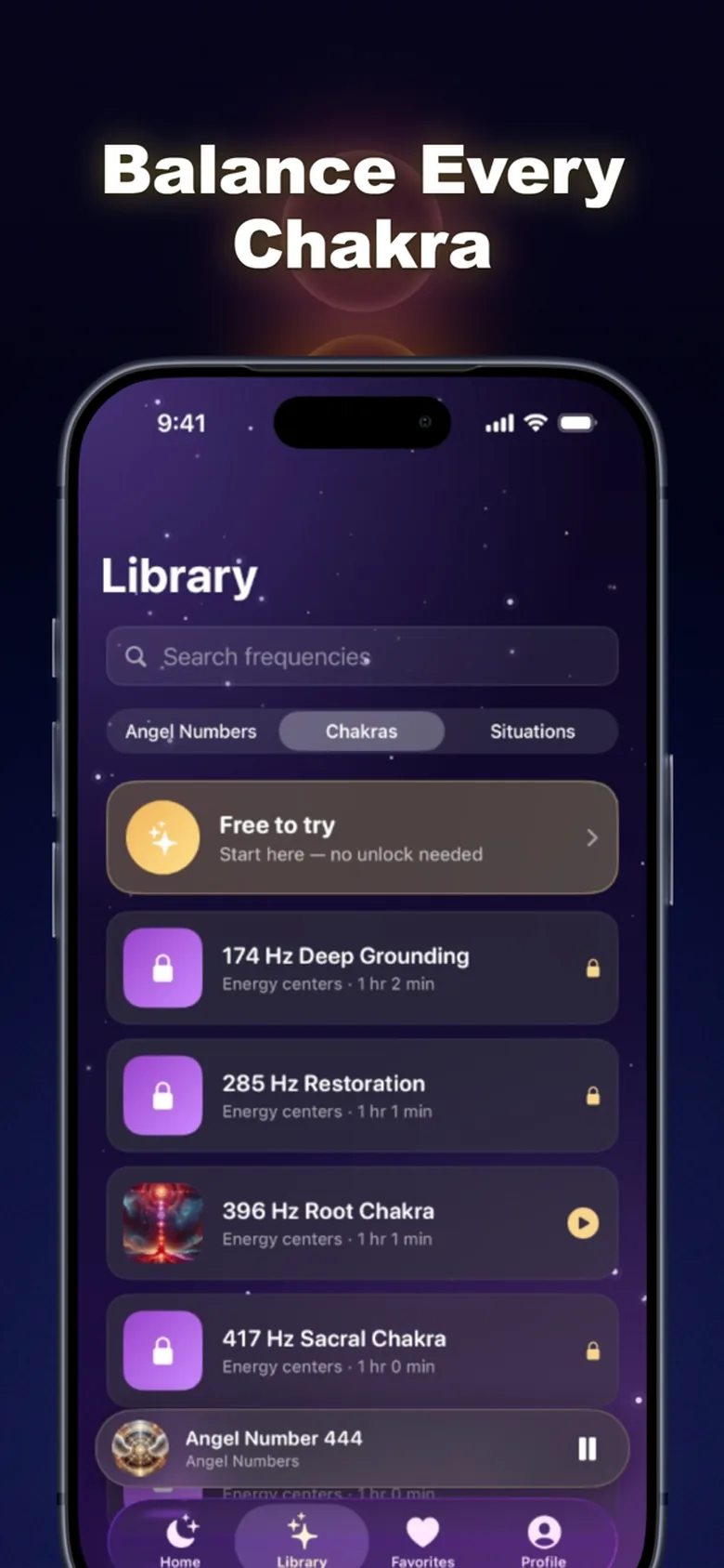 Everyday Situations category screen for sleep, focus, and unwinding